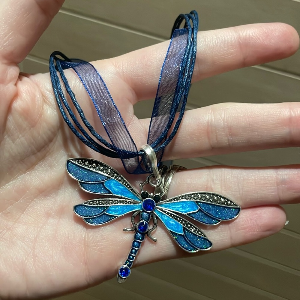 Blue Dragonfly Pendant View 2